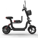 PARTAS Sightseeing/Commuting Tool - Adult Folding Scooter, 48V Electric Scooter, Portable Mini Electric Bicycle With Child Seat Lithium Battery 400W (Color : 10ah|black)