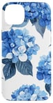 Coque pour iPhone 14 Plus Aquarelle Floral Bleu Hortensias Pretty Blue Floral