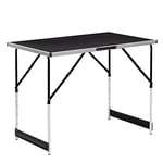 WOLTU® CPT8121sz Table de Camping Pliante Table de Jardin Table de Travail Table de Balcon réglable en Hauteur en Aluminium Acier MDF,Noir