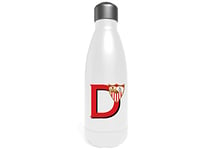 Sevilla Bouteille d'eau en acier inoxydable, bidon, bouteille d'eau, fermeture hermétique, lettre D, 550 ml, couleur blanche, produit officiel (CyP Brands)