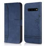 AsWant Coque pour Samsung Galaxy S10 - [Housse en Cuir PU Premium], Fentes Cartes Antichoc Support Cuir Pochette Portefeuille Étui de Protection pour Samsung S10 (Bleu)