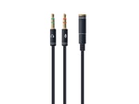 Gembird !Adapter Audio Stereo 3.5Mm Mini Jack/4Pin/, 3,5Mm, Honkoppling, 2 X 3.5Mm, Hankoppling, 0,2 M, Svart