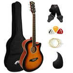 TIGER ACG3-SB Full Size Acoustic Guitar Package - Beginners Guitar Pack with Gig Bag, Strap and Spare Strings - Sunburst - Now with 6 Months Free Lessons Included