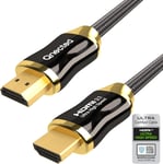 Cable Hdmi 2.1 5M(5Metres)| Certifie|Ultra Haute Vitesse|4K 120Hz & 144Hz,8K 60Hz Ultra Hd|48 Gbps|Earc|Compatible Ps5,Xbox Series X & S,Moniteur|Noir Charbon