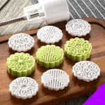 Mooncake set , Mooncake- molds, midhöstfestivalen gör-det-själv-handpress Cookiefrimärken Bakverksverktyg med 50g lägesmönster, Mooncake Maker (vit)