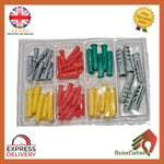 54x WALL PLUGS Heavy Duty Drywall Plasterboard Fixings Plugs Assorted