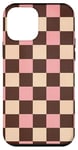 Coque pour iPhone 12 mini Rose Pop Art Carreaux Marron Design Classique