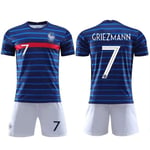 HCLKSTORE Garçon Ensemble de T-Shirt et Short Maillot de Football France 2 Étoiles Soccer Jersey Manche Courte pour Enfant Vêtements de Football pour Garçon- T-Shirt et Short,T24 (Taille 130-140),Bleu 7 Griezmann new