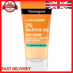 NEUTROGENA® Clear & Defend 2% Salicylic Acid Face Scrub 150ml Facial Purify New