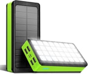 Portable Charger Solar Power Bank 26800mAh Battery Pack with 32 LEDs Flashlight