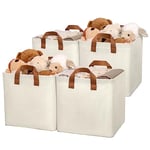 GRANNY SAYS Boites de Rangement, Lot de 4 Cubes de Rangement en Tissu avec Cadre en Métal, Paniers et Boîtes de Rangement pour Kallax Étagère, Meuble Cube Rangement Pliable 30x30x30 cm, Beige