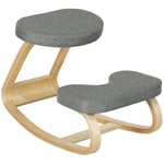 HOMCOM Siège Assis Genoux, siège Ergonomique en Bois à Bascule, Chaise à Genoux pour Bureau à Domicile, améliorer la Posture, maux de Dos, Gris