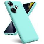 Oududianzi - Coque Compatible avec Xiaomi Poco F6 5G, [Coque Silicone Liquide] [Intérieur Microfibre] Souple Étuis en Caoutchouc Housse Antichoc Protection Bumper Coque Poco F6 5G-Vert Clair