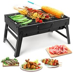 Uten Barbecue Grill Portable, Charcoal Barbecues, Stainless Steel BBQ, Desk Tabletop Outdoor Barbecue Grill, Charcoal BBQ Pit Grill for Picnic Garden Camping Travel (20.47''x11.61''x8.74'')