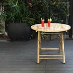 Table de jardin ronde pliante en bambou naturel Taman - Bois clair