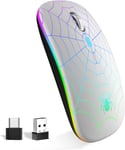 Souris Sans Fil Rechargeable Portable, Souris Gaming,Silencieuse, Avec Adaptateur Usb Type-C, Précision Réglable (800-1600), 7 Couleurs Rgb Multicolore Pour Ordinateur Portable,Ord[MOU140802]