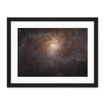 Artery8 Hubble Space Telescope Image Triangulum Spiral Galaxy M33 Crop Blue Orange Star Birthing Region Artwork Framed Wall Art Print 18X24 Inch