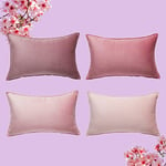 Topfinel Housse de Coussin 30 x 50 Rose Lot de 4 Decorative Chambre Enfant Fille Bebe Velours Doux Boheme pour Canape Salon Déco Scandinave Aesthetic Double Face à Motif Uni avec Zip Invisible