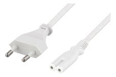 DELTACO Europlug (power CEE 7/16) (male) - Power IEC 60320 C7 White 1m