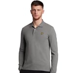 Lyle & Scott Mens Long Sleeve Collared Polo Shirt - Grey Cotton - Size Large