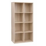 Helloshop26 - Bibliothèque en bois étagère à 4 niveaux 8 compartiments armoire placard maison bureau couleur chêne clair