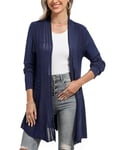 iClosam Gilet Femme Long Tricot Veste Femme Longue Pull Gilet Femme Manches Longue - Bleu - L