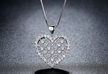 Heart Love Pendant Swarovski Silver Chain Necklace Women Jewellery Gift UK