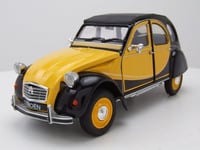 Citroen 2CV 6 Charleston Canard 1982 Jaune Noir Maquette de Voiture 1:24 Welly