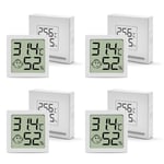 Lot Thermometre Interieur Maison, Mini LCD Digital Thermomètre, Hygromètre d'intérieur Mural Petit pour Chambre Bébé, Chambre à Coucher, Salon et Cuisine, 4 Pièces