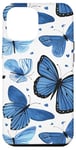 iPhone 12 Pro Max Blue Butterflies White Background Case