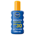 NIVEA SUN Spray solaire Protect & Hydrate FPS 30 (1 x 200 ml), crème solaire haute protection, protection solaire pour adultes hydratante et résistante à l'eau