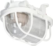 Orno Oval-7040T/P Taklampa, Armatur, 40W, E27, Ip44, Ik10, Transparent Polykarbonatdiffusor, Polypropylenfot, Plastraster, Vit