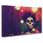 Day Of The Dead Man Canvas Wall Art Print Ready to Hang, Framed Picture for Living Room Bedroom Home Office Décor, 30x20 Inch (76x50 cm)