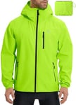 BALEAF Veste d'équitation pour homme Imperméable respirant 10000 mm H2O Manteau imperméable extérieur Veste de course coupe - vent Jaune fluorescent L