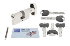 Tesa Assa Abloy TK1B3040N Cylindre de haute sécurité TK100 Double embrayage nickelé 30 x 40 mm Clé - Bouton à came longue