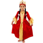 PRETEND TO BEE 2053 Frozen Royal Queen Fancy Costume for Kids, Dress & Crown, Red & Gold, 5-7 Years