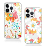 Phoona [2 Pièces] Transparent Coque pour Samsung Galaxy A53 5G 6,5", Étui de Protection Silicone Cover Antichoc Housse Mince Souple TPU Bumper avec Flower Motif Dessin Clair Case pour Samsung A53 5G