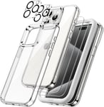 JETech 5 in 1 Case for iPhone 15 Pro 6.1-Inch with 2-Pack Each Tempered Clear