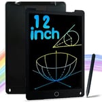 Richgv Tablette d'écriture LCD 12 Pouces,Tablette LCD Dessin Enfant avec Bouton de Suppression,Ardoise Magique pour Enfant Adulte,Noir Tablette Ecriture Enfant Adulte,Convient au Bureau à Domicile