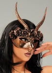 Saltburn Style Bronze Pagan Eye Mask with Horns Midsummer Nights Dream Floral