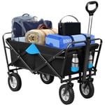 EUGAD 0009HC Chariot de Transport pour Jardin Max. 80kg Chariot Pliable à 4 Roues Tissu Oxford Anthracite+Turquoise