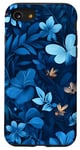 Coque pour iPhone SE (2020) / 7 / 8 Bleu Art Déco Tropical Vintage Abeille Floral Motif