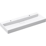 Doporro Lavabo Suspendu avec Bonde Vasque à Poser Blanc Mat 120x46x11cm Lave Mains Rectangulaire Colossum19