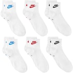 Nike Unisex Everyday Essential Ankle Socks 6 Pairs - White Cotton - Size X-Large