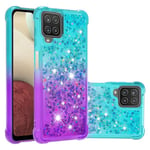 Samsung Galaxy A12 Case Gradient Quicksand Gradient Quicksand pehmeä TPU puskurin tyynynpäällinen - sininen ja violetti