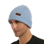 ineepor Bonnet Hiver Homme Femme Laine Mérinos Beanie Hat Tricoté Chapeau Unisexe Doublé Polaire Court Chaud Doux Confortable