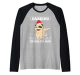 Dab Through The Snow Pug Ugly Christmas Sweater Dog Dance Raglan Baseball Tee