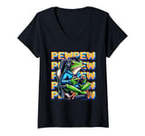 Womens Cute Gaming Frog Pew Video Game Graphic Men Boys Kids Women V-Neck T-Shirt