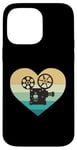 Coque pour iPhone 14 Pro Max Projecteur de cinéma en forme de cœur avec inscription « Ich liebe Kino »