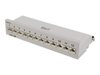 Deltaco Pan-212 - Patch-Panel - Väggmontering - Cat 6A - Rj-45 X 12 - Grå